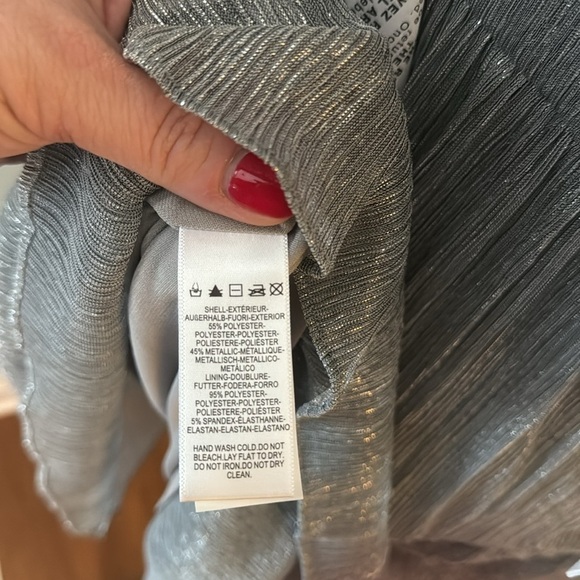 NWT Dress the Population Dream Metallic Tiered Midi Dress Dove Gray XXL 14 16 🪩 - Picture 10 of 15